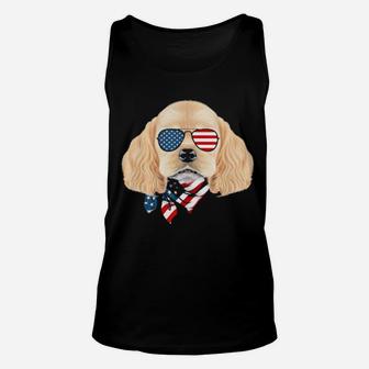 American Flag Cocker Spaniel Patriotic 4Th Of July Unisex Tank Top - Monsterry