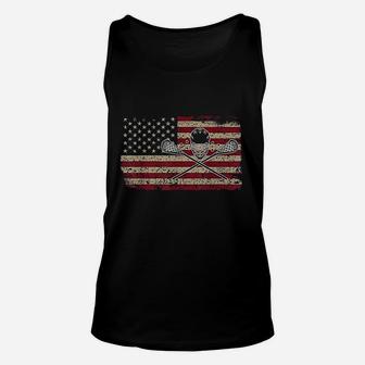 American Flag Lacrosse Gift Proud Usa Lax Player Jersey Unisex Tank Top | Crazezy