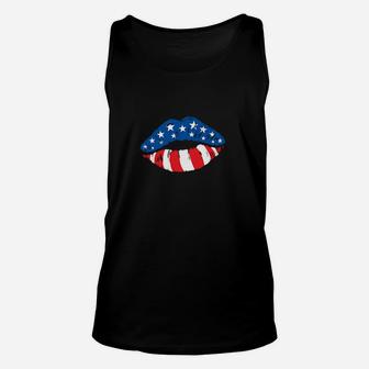 American Flag Lips Independence Day 4Th Of July Party Unisex Tank Top - Monsterry DE