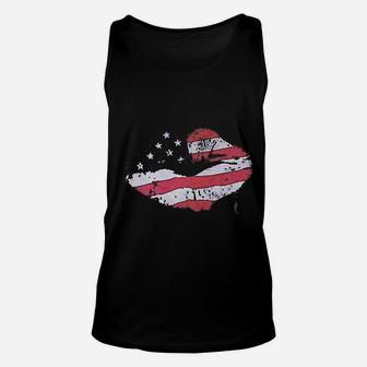 American Flag Lips Unisex Tank Top | Crazezy