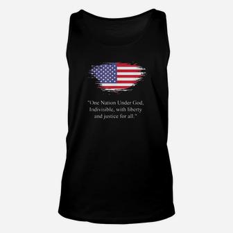 American Flag One Nation Under God Indivisible With Liberty And Justice For All Unisex Tank Top - Monsterry DE