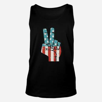 American Flag Peace Sign Hand Unisex Tank Top | Crazezy UK