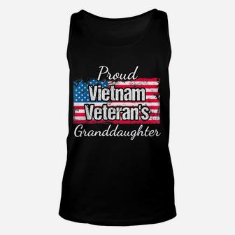 American Flag Proud Vietnam Veteran's Granddaughter Military Unisex Tank Top | Crazezy