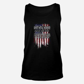 American Flag Sheet Metal Worker Definition Fathers Day Unisex Tank Top | Crazezy DE