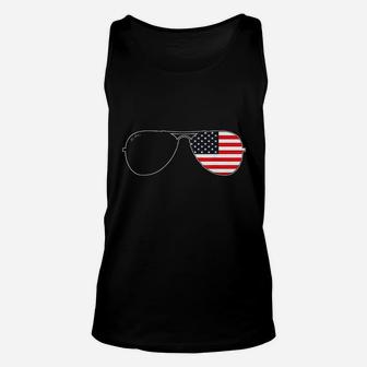 American Flag Sunglasses Unisex Tank Top | Crazezy UK