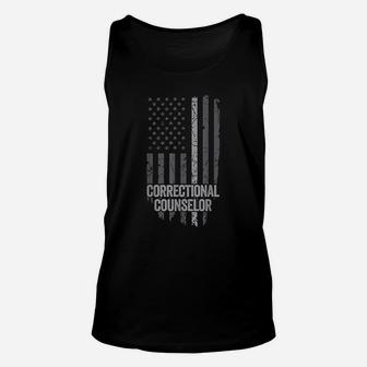 American Flag Thin Line Corrections Correctional Counselor Unisex Tank Top - Thegiftio