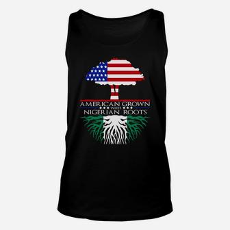 American Grown Nigerian African Roots Us Flag Nigeria Unisex Tank Top | Crazezy
