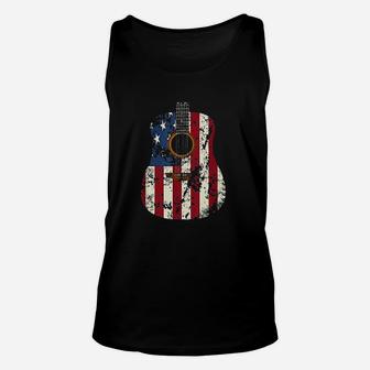 American Guitar Funny Guitarist Gifts Us Flag Unisex Tank Top | Crazezy