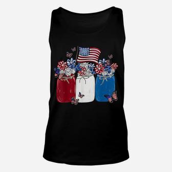 American Patriot Flag Flowers Happy Independence Day Unisex Tank Top | Crazezy