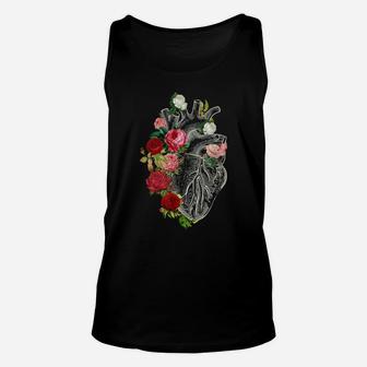 Anatomical Heart And Flowers, Flower Anatomical Heart Tshirt Unisex Tank Top | Crazezy DE