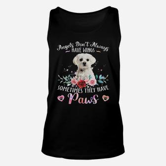 Angels Dont Always Have Wings Sometimes They Have Paws White Maltese Unisex Tank Top - Monsterry CA