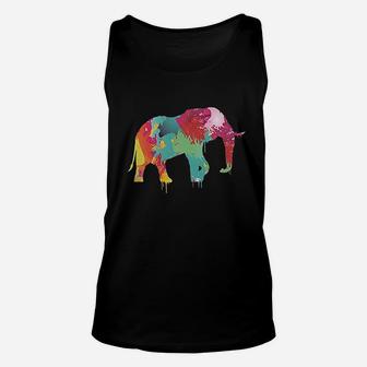Animal World Splatter Elephant Black Unisex Tank Top | Crazezy AU