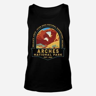 Arches National Park Retro Delicate Arch Hiking Camping Gift Unisex Tank Top | Crazezy AU