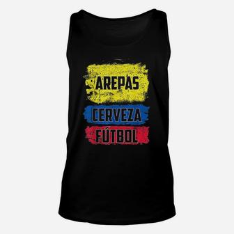 Arepas Cerveza Futbol Colombian Flag Unisex Tank Top - Thegiftio