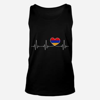 Armenia Love Heartbeat And Armenian Flag Heart Armenia Unisex Tank Top | Crazezy