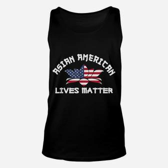 Asian American Lives Matter Us Flag Lotus Flower Stop Hate Unisex Tank Top | Crazezy
