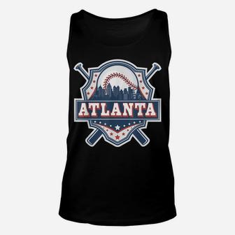 Atlanta Baseball Skyline Cityscape Classic Retro Baseball Unisex Tank Top | Crazezy UK