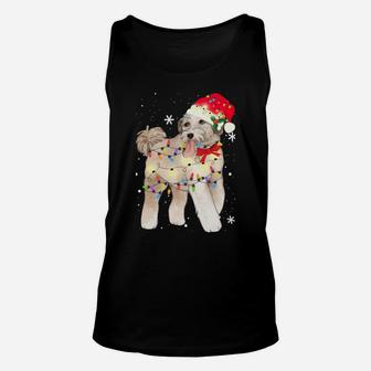 Aussiedoodle Dog Christmas Light Xmas Mom Dad Gifts Sweatshirt Unisex Tank Top | Crazezy CA