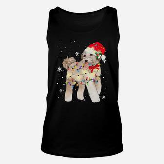 Aussiedoodle Dog Christmas Light Xmas Mom Dad Gifts Unisex Tank Top | Crazezy DE