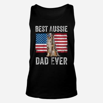Australian Shepherd Dad American Flag Dog Lover Aussie Dad Zip Hoodie Unisex Tank Top | Crazezy UK