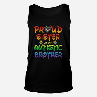Autis Awareness Family Proud Sister Of Autistic Brother Unisex Tank Top | Crazezy