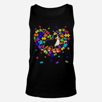 Autism Awareness Bernese Mountain Cute Heart Dog Dad Mom Unisex Tank Top - Monsterry AU
