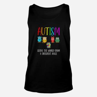 Autism Awareness Cute Owl Color Puzzles Autism Unisex Tank Top - Monsterry CA