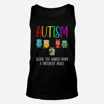 Autism Awareness Cute Owl Color Puzzles Autism Unisex Tank Top - Monsterry