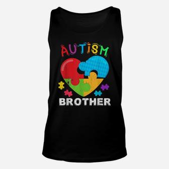 Autism Awareness Month For Brother Big Puzzle Heart Unisex Tank Top - Monsterry