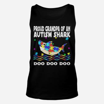 Autism Awareness Shirts Proud Grandpa Of An Autism Shark Unisex Tank Top | Crazezy