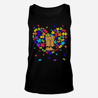 Autism Awareness Yorkshire Terrier Cute Heart Dog Dad Mom Unisex Tank Top - Monsterry