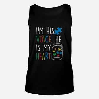 Autism Im His Voice He Is My Heart Unisex Tank Top - Monsterry CA