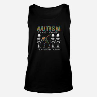 Autism Its A Different Ability Dabbing Skeleton Unisex Tank Top - Monsterry UK