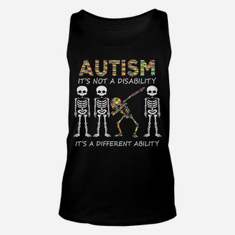 Autism It's A Different Ability Funny Dabbing Skeleton Gift Unisex Tank Top | Crazezy AU