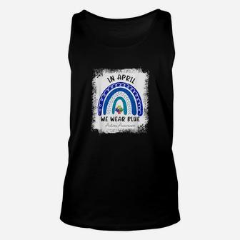 Autism Rainbow In April We Wear Blue Autism Awareness Month Unisex Tank Top - Monsterry