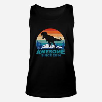 Awesome Since 2014 7 Years Old Dinosaur Gift Unisex Tank Top | Crazezy