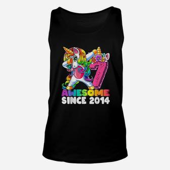 Awesome Since 2014 Dabbing Unicorn 7Th Birthday Unisex Tank Top | Crazezy