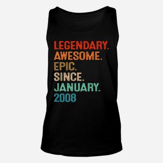 Awesome Since January 2008 13Th Birthday Gift 13 Years Old Unisex Tank Top | Crazezy DE