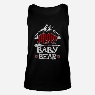 Baby Bear Christmas Pajama Red Plaid Buffalo Unisex Tank Top | Crazezy