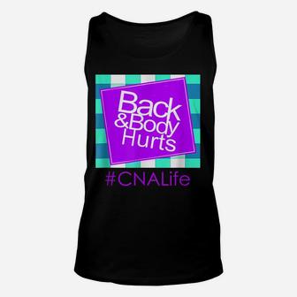 Back & Body Hurts Cna Life Cute Parody Blue Plaid Unisex Tank Top | Crazezy