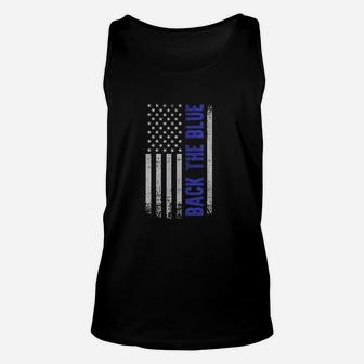 Back The Blue American Flag Unisex Tank Top | Crazezy