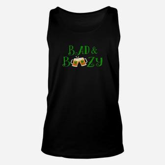 Bad And Boozy St Patrick Day Shamrock Beer Drinking Unisex Tank Top - Monsterry AU