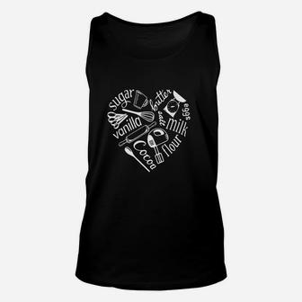 Baking Ingredients And Utensils Heart I Love To Bake Unisex Tank Top | Crazezy
