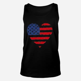 Bangely American Flag Heart Unisex Tank Top | Crazezy