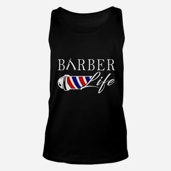 Barber Barber Life For Men Women Black And Navy Unisex Tank Top | Crazezy