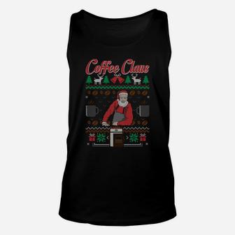 Barista Santa Claus Coffee Lover Ugly Christmas Sweater Sweatshirt Unisex Tank Top | Crazezy