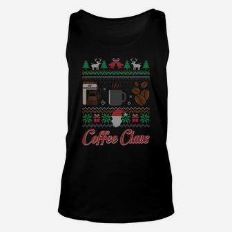 Barista Santa Claus Coffee Lover Ugly Christmas Sweater Unisex Tank Top | Crazezy