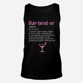 Bartender Noun Definition T Shirt Funny Cocktail Bar Gift Unisex Tank Top | Crazezy