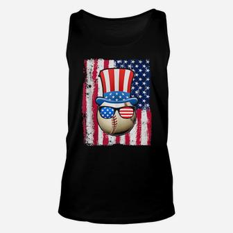 Baseball Ball American Flag 4Th Of July Unisex Tank Top - Monsterry