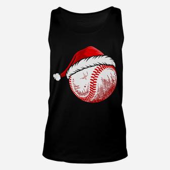 Baseball Wearing Santa Hat Funny Baseball Christmas Matching Unisex Tank Top | Crazezy AU